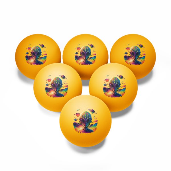 Alien Print Ping Pong Balls, 6 pcs, Colorful Game Balls, Retro Style Table Tennis Balls, Fun Sports Accessories, Gift for Gamers - Image 6
