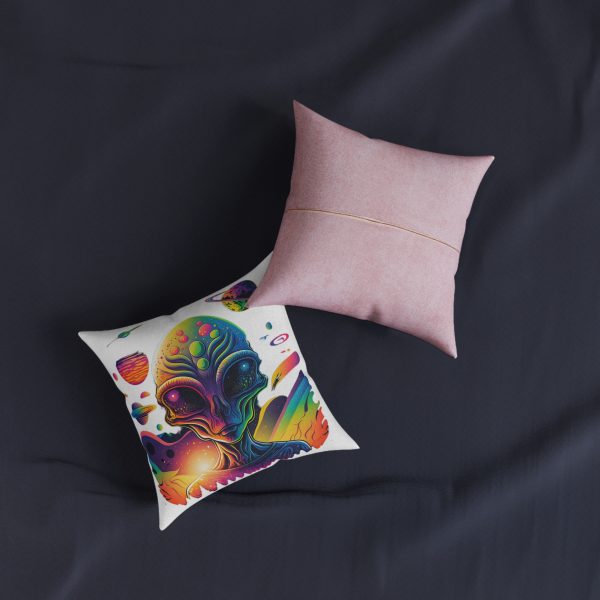 Colorful Alien Decor Pillow - Cozy Space Themed Cushion for Home, Bedroom, Sofa, Gift for Space Lovers, Galaxy Art Accent Pillow - Image 3