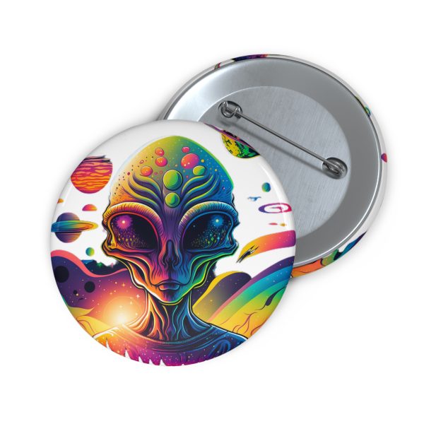 Custom Alien Art Pin Buttons, Colorful Alien Pin, Funky Nostalgia, Fun Collectibles, Unique Gifts, Space-Themed Pins - Image 3
