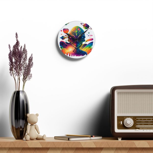 Colorful Alien Acrylic Wall Clock, Unique Home Decor, Sci-Fi Wall Clock, Gift for Alien Lovers, Space-Themed Room Decor - Image 4