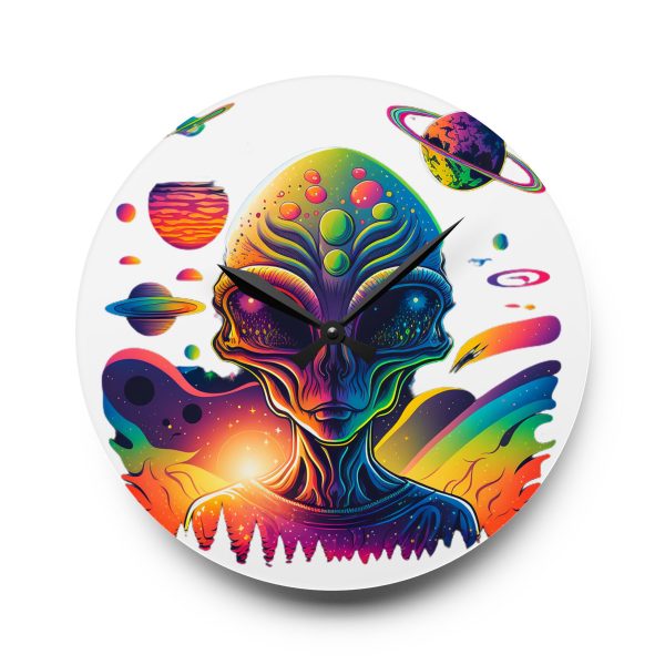 Colorful Alien Acrylic Wall Clock, Unique Home Decor, Sci-Fi Wall Clock, Gift for Alien Lovers, Space-Themed Room Decor - Image 9