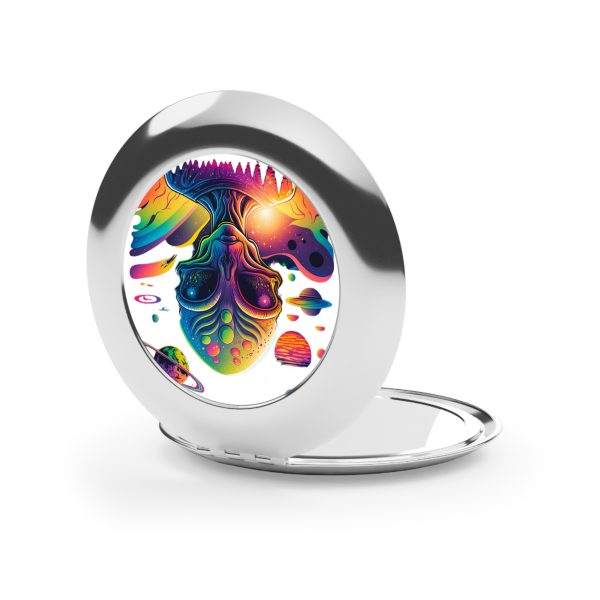 Colorful Alien Compact Travel Mirror, Cosmic Beauty Accessory, Perfect Gift for Travelers, Fun Makeup Compact, Unique Alien Design - Image 3