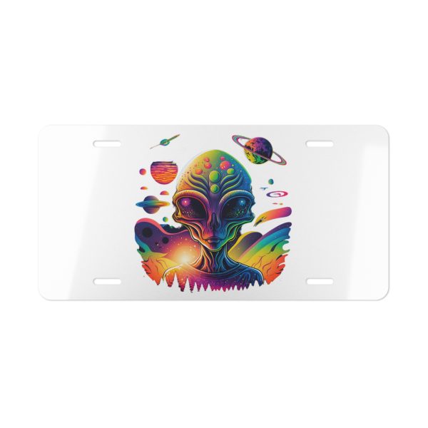 Vibrant Alien Vanity Plate, Personalized Car Accessory, Unique Gift, Cosmic Decor, UFO Enthusiast
