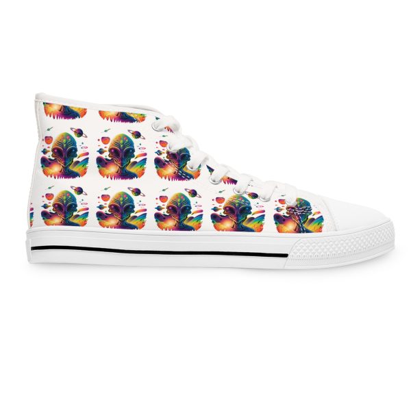 Colorful Women's High Top Sneakers, Vibrant Casual Shoes, Unique Footwear for Travel, Trendy Sneakers for Everyday Wear, Gift for Her, [...] - Image 4