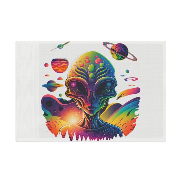 Psychedelic Alien Flag, Space Decor, Hippie Wall Hanging, Unique Festival Flag, Retro Colorful Banner - Image 5