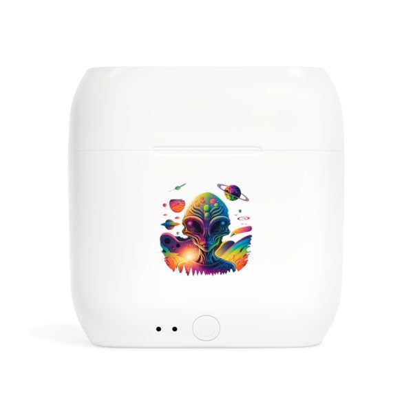Colorful Alien Art Wireless Earbuds Case, Unique Earbud Holder, Gift for Music Lovers, Trendy Tech Accessories, Halloween Gift, Space Art