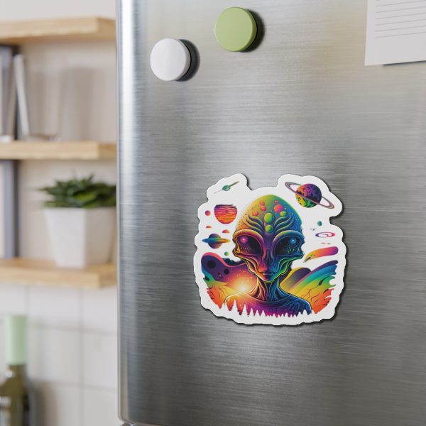 Vibrant Alien Die-Cut Magnet, Colorful Space Decor, Fun Gift for Sci-Fi Lovers, Home Office Accessory, Unique Fridge Magnet - Image 9