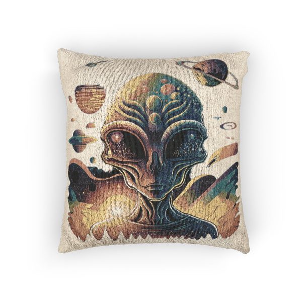 Alien-Inspired Woven Pillow, Bohemian Home Decor, Cosmic Cushion, Sci-Fi Room Accent, Unique Gift for Space Lovers - Image 3