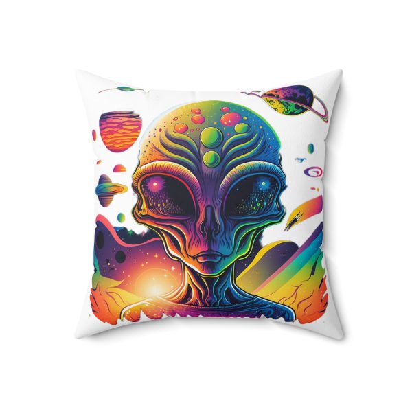 Colorful Alien Art Pillow, Retro Home Decor, Space-Themed Cushion, Unique Gift for Sci-Fi Lovers, Cosmic Pillow - Image 8