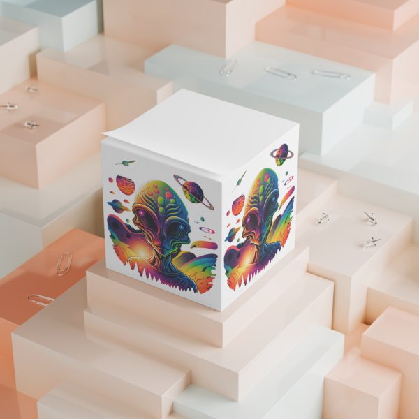 Colorful Alien Note Cube - Psychedelic Sticky Notes, Gift for Sci-Fi Lovers, Office Supplies, Unique Desk Decor, Fun Writing - Image 4