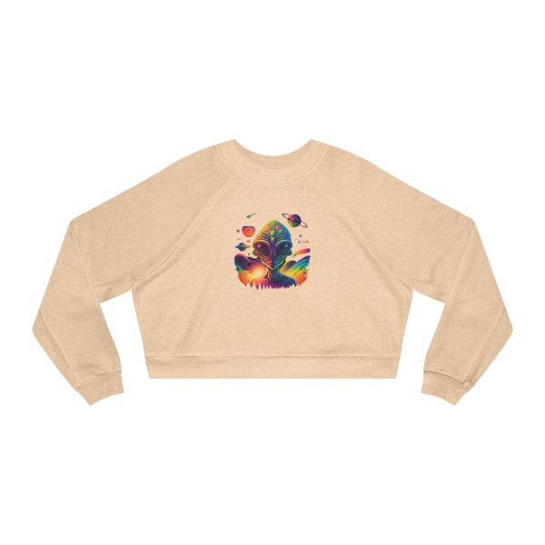 Cosmic Vibes Cropped Fleece Pullover, Women’s Casual Sweatshirt, Trendy Crop Top, Galaxy Print Apparel, Perfect for Festivals and Gifting - Image 9