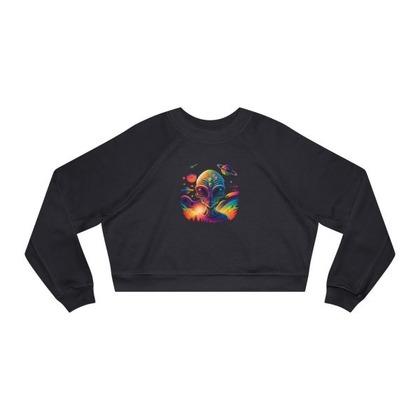 Cosmic Vibes Cropped Fleece Pullover, Women’s Casual Sweatshirt, Trendy Crop Top, Galaxy Print Apparel, Perfect for Festivals and Gifting - Image 13