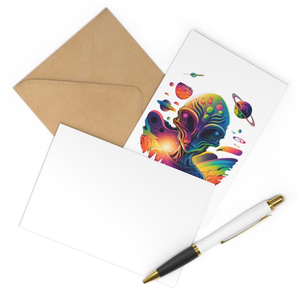 Cosmic Alien Postcards - Set of 7, Colorful Art Prints, Retro Space Decor, Unique Greeting Cards, Intergalactic Gifts - Image 3