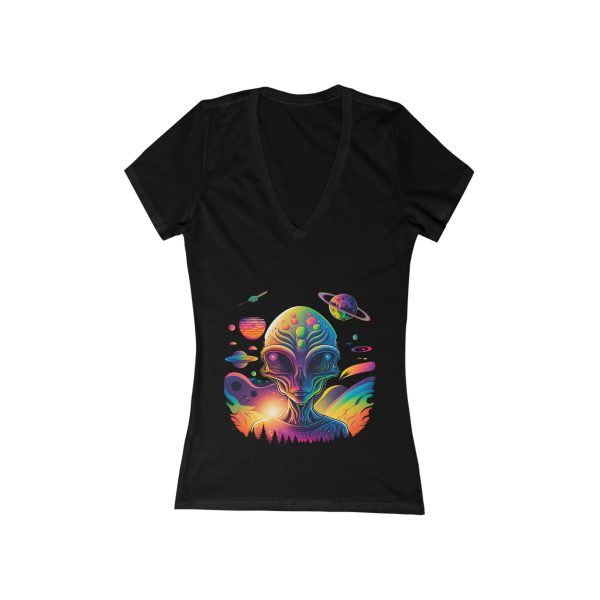 Women's Jersey Short Sleeve Deep V-Neck Tee - Image 3