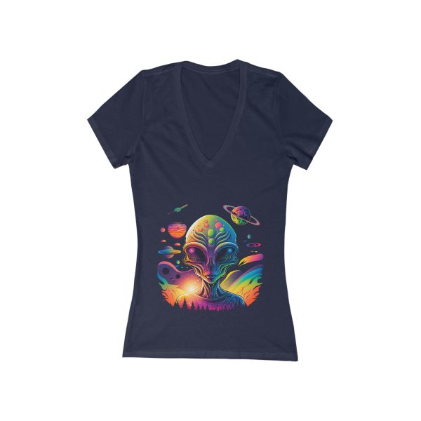Women's Jersey Short Sleeve Deep V-Neck Tee - Image 11