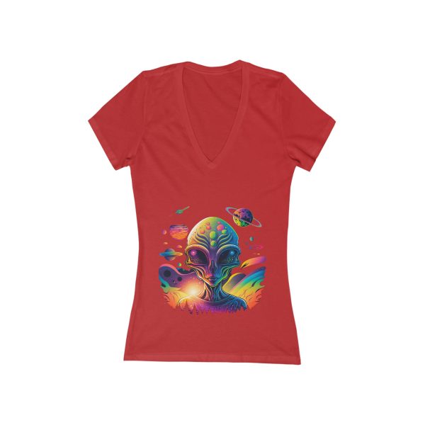 Women's Jersey Short Sleeve Deep V-Neck Tee - Image 13