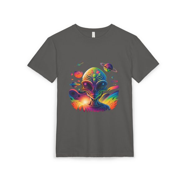 Vibrant Alien Graphic Tee, Unisex Sueded T-Shirt, Cosmic Vibe Shirt, Space Lover Gift, Art T-Shirt for Teens - Image 9