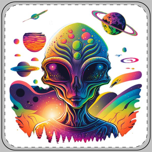 Cosmic Alien Coaster - Colorful Galaxy Drink Coasters for Home, Fun Bar Decor, Sci-Fi Gifts, Space Enthusiasts, Unique Housewarming