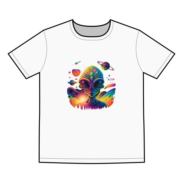 Cosmic Alien Graphic Tee, Unisex T-Shirt, Retro Space Design, Gift for Astronaut Lovers, Outfits for Festivals, Alien Merchandise