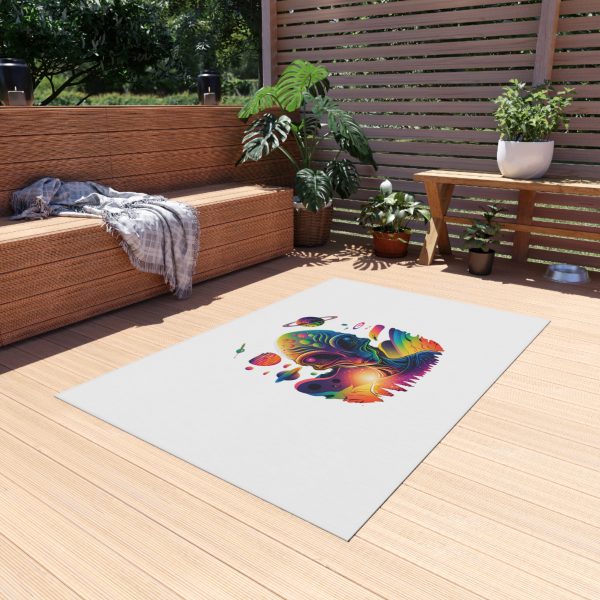 Vibrant Alien-Themed Outdoor Rug, Bohemian Decor, Patio Accent, Funky Yard Mat, Space Art for Gatherings, Outdoor Events - Image 11