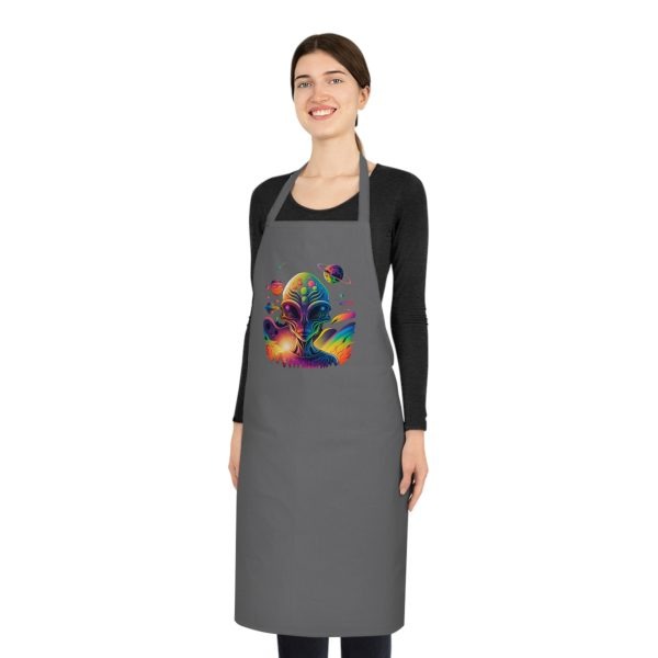 Colorful Alien Graphic Cotton Apron, Fun Cooking Gift, BBQ, Baking, Arts & Crafts, Unique Kitchen Accessory - Image 4