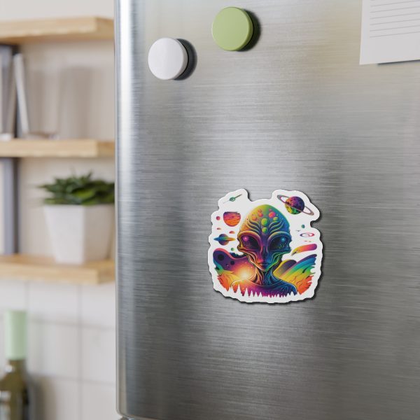 Vibrant Alien Die-Cut Magnet, Colorful Space Decor, Fun Gift for Sci-Fi Lovers, Home Office Accessory, Unique Fridge Magnet - Image 6