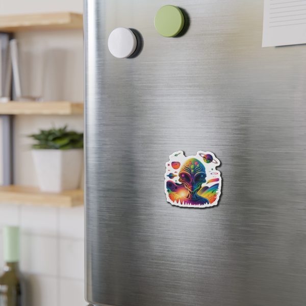 Vibrant Alien Die-Cut Magnet, Colorful Space Decor, Fun Gift for Sci-Fi Lovers, Home Office Accessory, Unique Fridge Magnet - Image 3