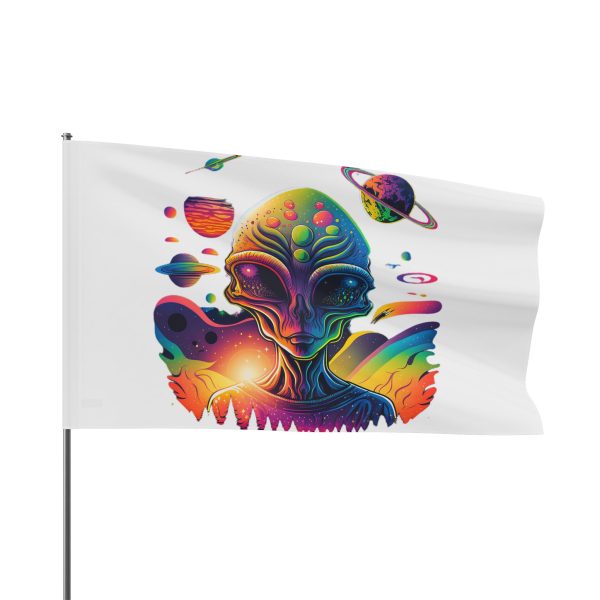 Psychedelic Alien Flag, Space Decor, Hippie Wall Hanging, Unique Festival Flag, Retro Colorful Banner - Image 11