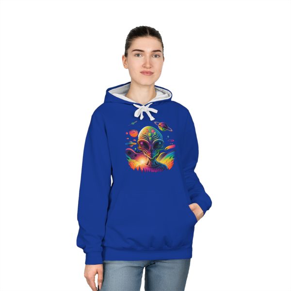 Colorful Alien Graphic Unisex Varsity Hoodie, Cozy Sweatshirt for Teens, Unique Gift for Sci-Fi Fans, Casual Streetwear, Perfect for [...] - Image 12