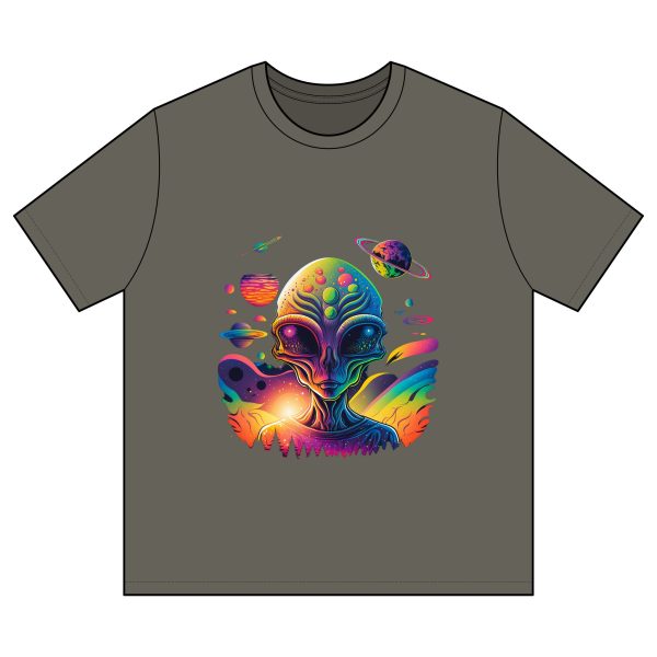 Colorful Alien Graphic Tee, Unisex Shirt, Unique Gift for Space Lovers, Fun Casual Wear, Cosmic Retro T-Shirt, Science Fiction Apparel - Image 5