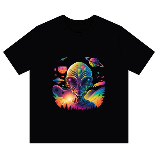 Colorful Alien Graphic Tee, Unisex Shirt, Unique Gift for Space Lovers, Fun Casual Wear, Cosmic Retro T-Shirt, Science Fiction Apparel - Image 9
