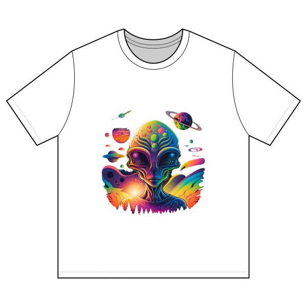 Colorful Alien Graphic Tee, Unisex Shirt, Unique Gift for Space Lovers, Fun Casual Wear, Cosmic Retro T-Shirt, Science Fiction Apparel