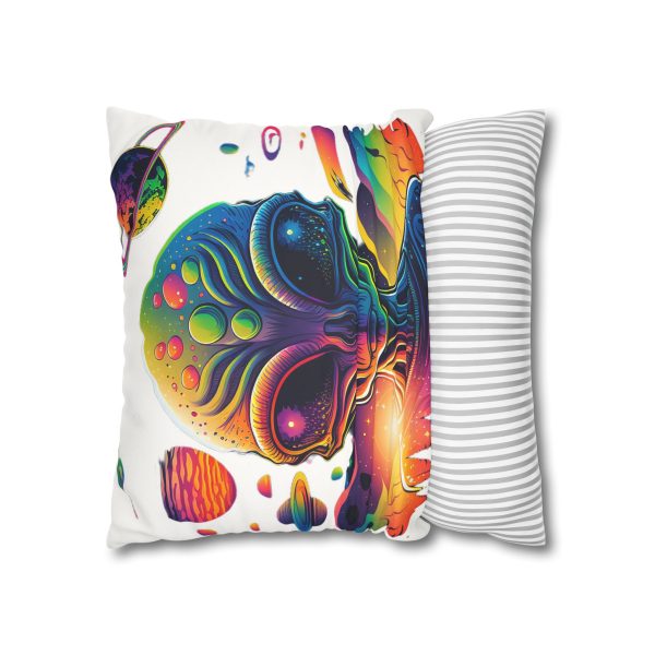 Colorful Alien Art Square Pillowcase, Vibrant Home Decor, Bohemian Vibe, Sci-Fi Lovers Gift, Unique Room Accent, Quirky Throw Pillow - Image 8