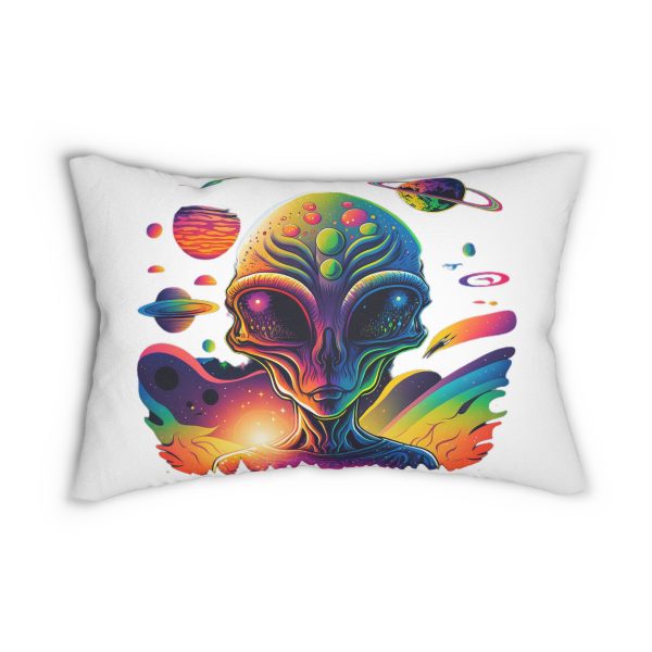 Colorful Alien Lumbar Pillow, Cosmic Home Decor, Unique Gift, Sci-Fi Cushion, Bohemian Accent Pillow, Space Lover Gift