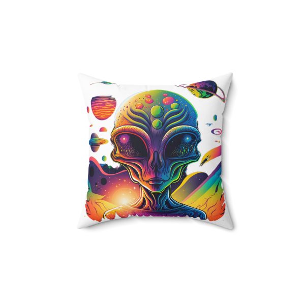 Colorful Alien Art Pillow, Retro Home Decor, Space-Themed Cushion, Unique Gift for Sci-Fi Lovers, Cosmic Pillow