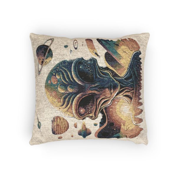 Alien-Inspired Woven Pillow, Bohemian Home Decor, Cosmic Cushion, Sci-Fi Room Accent, Unique Gift for Space Lovers - Image 4