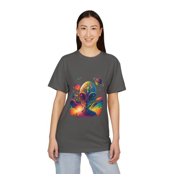 Vibrant Alien Graphic Tee, Unisex Sueded T-Shirt, Cosmic Vibe Shirt, Space Lover Gift, Art T-Shirt for Teens - Image 10