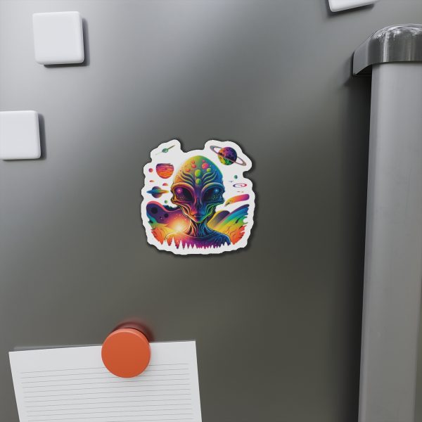 Vibrant Alien Die-Cut Magnet, Colorful Space Decor, Fun Gift for Sci-Fi Lovers, Home Office Accessory, Unique Fridge Magnet - Image 5