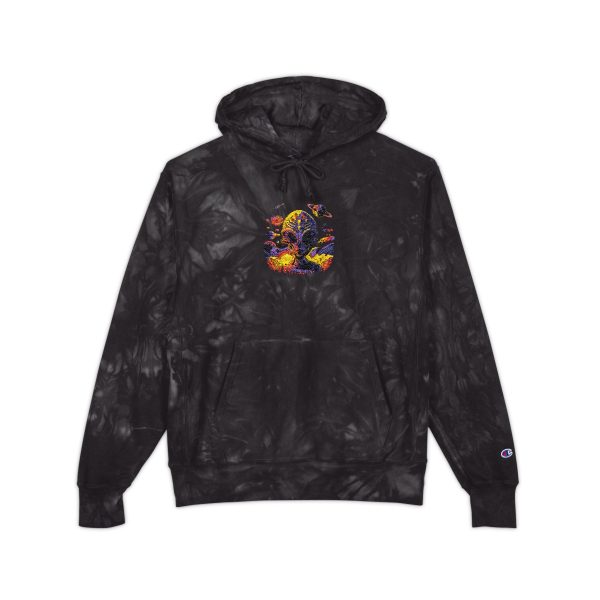 Vibrant Tie-Dye Hoodie, Cozy Unisex Champion Sweatshirt, Embroidered Hooded Sweatshirt, Trendy Fashion Layer, Gift for Friends & Family - Image 5