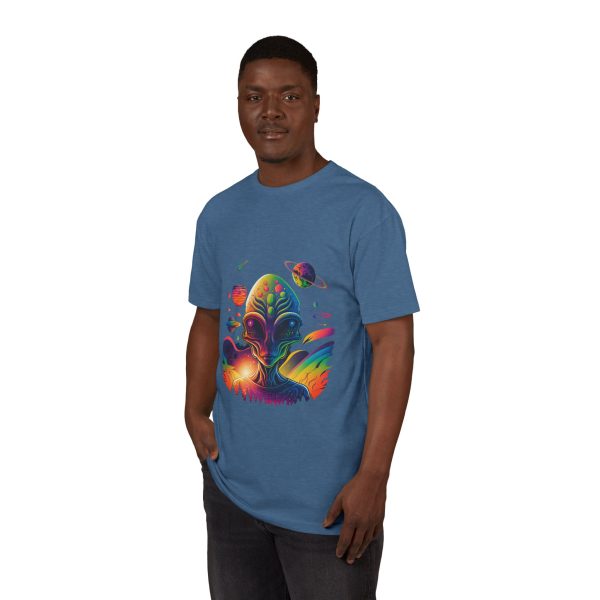 Vibrant Alien Graphic Tee, Unisex Sueded T-Shirt, Cosmic Vibe Shirt, Space Lover Gift, Art T-Shirt for Teens - Image 8