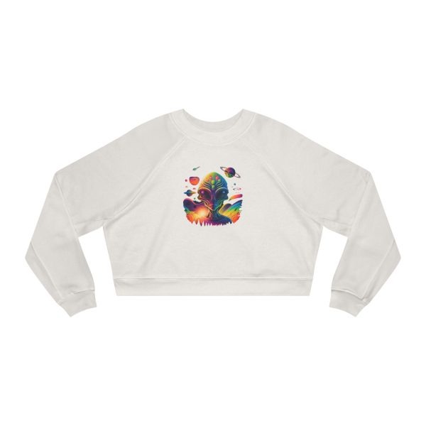 Cosmic Vibes Cropped Fleece Pullover, Women’s Casual Sweatshirt, Trendy Crop Top, Galaxy Print Apparel, Perfect for Festivals and Gifting - Image 5