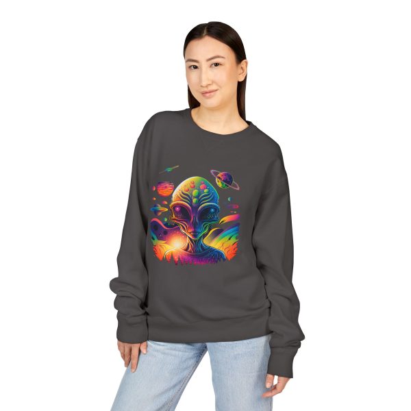 Colorful Alien Crewneck Sweatshirt, Unisex Halloween Sweatshirt, Gift for Sci-Fi Lovers, Cozy Graphic Crewneck, Space-Themed Apparel - Image 7