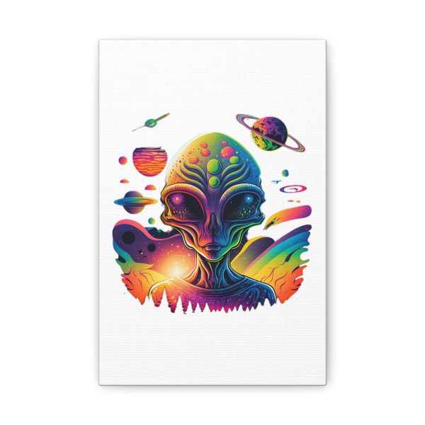 Alien Art Canvas Print, Colorful Wall Decor, Retro Sci-Fi Artwork, Unique Home Accent, Space Lover Gift