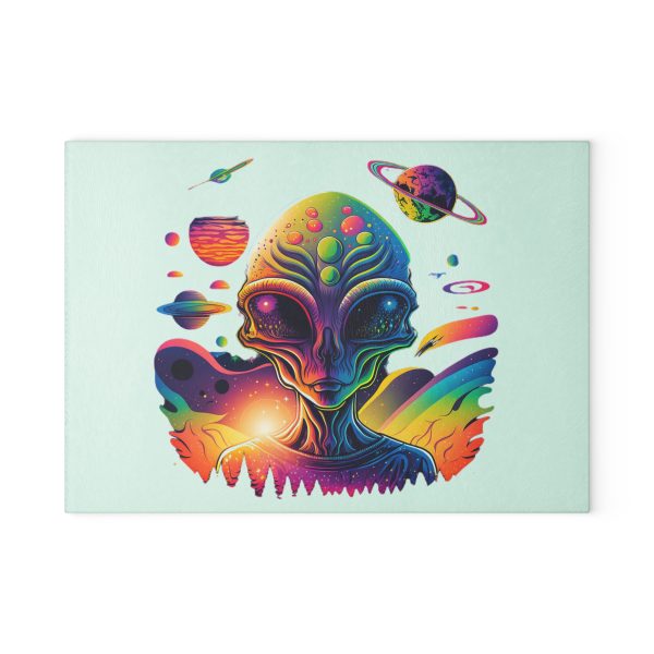 Colorful Alien Glass Cutting Board - Unique Kitchen Decor, Gift for Sci-Fi Lovers, Alien Party Supplies, Home and Kitchen
