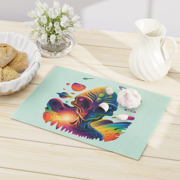 Vibrant Alien Cutting Board, Cosmic Kitchen Decor, Sci-Fi Gift, Unique Meal Prep Accessory, Space-Themed Homeware, Colorful Cooking Tool - Image 4