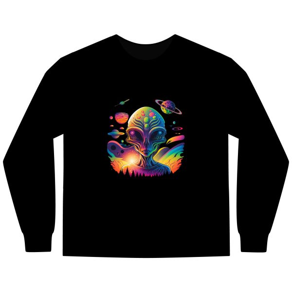 Alien Vibes Long Sleeve T-Shirt, Unisex Graphic Tee, Cosmic Shirt, Perfect Gift for Sci-Fi Lovers, Gifting for Festivals and Birthdays - Image 5