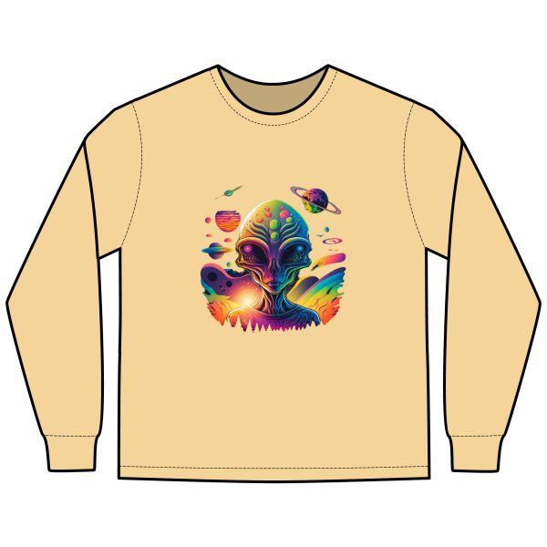 Alien Vibes Long Sleeve T-Shirt, Unisex Graphic Tee, Cosmic Shirt, Perfect Gift for Sci-Fi Lovers, Gifting for Festivals and Birthdays - Image 7