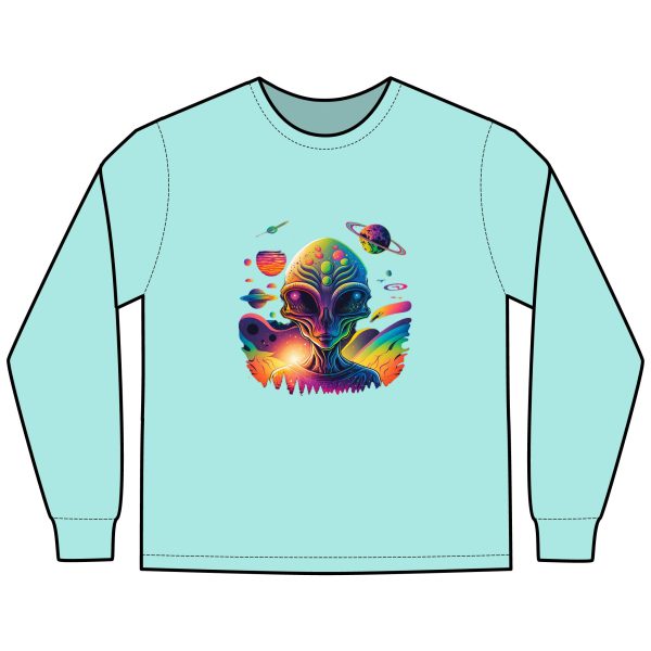 Alien Vibes Long Sleeve T-Shirt, Unisex Graphic Tee, Cosmic Shirt, Perfect Gift for Sci-Fi Lovers, Gifting for Festivals and Birthdays - Image 9