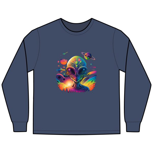 Vibrant Alien Graphic Long Sleeve T-Shirt | Unisex Shirt, Space Design Tee, Gift for Science Fiction Lovers, Colorful Apparel, Casual Wear - Image 21
