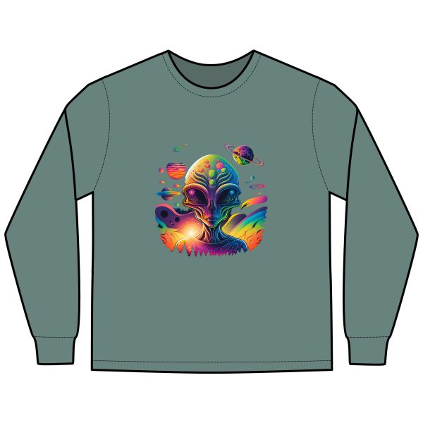 Alien Vibes Long Sleeve T-Shirt, Unisex Graphic Tee, Cosmic Shirt, Perfect Gift for Sci-Fi Lovers, Gifting for Festivals and Birthdays - Image 13